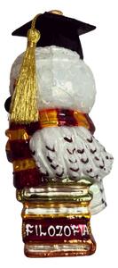 Dům Vánoc Sběratelská skleněná ozdoba na stromeček Moudrá sova bílá