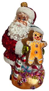 Dům Vánoc Sběratelská skleněná ozdoba na stromeček Santa se sladkostmi