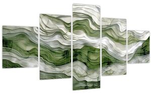 Obraz - Zelenobílé vlnky (125x70 cm)