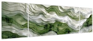 Obraz - Zelenobílé vlnky (170x50 cm)