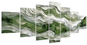 Obraz - Zelenobílé vlnky (210x100 cm)