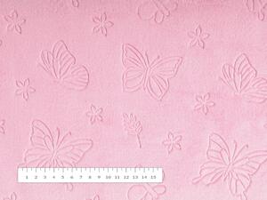 Mikroplyšová látka MIP-019 Motýlci - světle růžová - šířka 145 cm