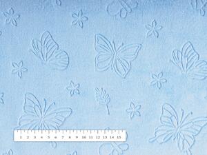 Mikroplyšová látka MIP-021 Motýlci - nebesky modrá - šířka 145 cm