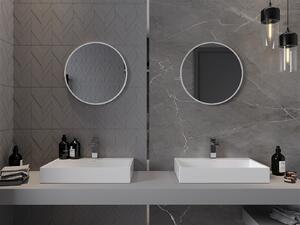 Mexen Loft, kulaté koupelnové zrcadlo 50 cm, barva rámu bílá, 9850-050-050-000-20