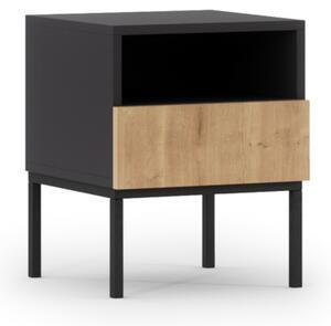 Noční stolek LANZA, 40x50x40, černá/dub artisan