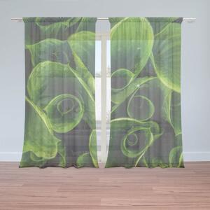 Sablio Záclony Zelené listy: 2ks 150x250cm
