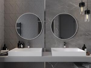 Mexen Loft, kulaté koupelnové zrcadlo 70 cm, barva rámu bílá, 9850-070-070-000-20