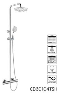 Mereo, Termostatická nástěnná sprchová baterie s hadicí, ruční a talířovou kulatou sprchou, černý, CB60104TSF