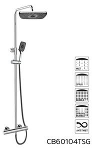 Mereo, Termostatická nástěnná sprchová baterie s hadicí, ruční a talířovou hranatou sprchou 255x190mm, CB60104TSJ