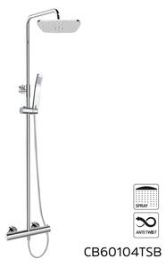 Mereo, Termostatická nástěnná sprchová baterie s hadicí, ruční a talířovou hranatou sprchou 225x225mm, CB60104TSB