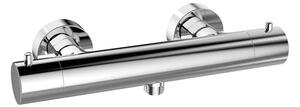 Mereo, Termostatická nástěnná sprchová baterie s hadicí, ruční a talířovou kulatou sprchou, černý, CB60104TSF