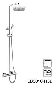 Mereo, Termostatická nástěnná sprchová baterie s hadicí, ruční a talířovou hranatou sprchou 255x190mm, CB60104TSJ