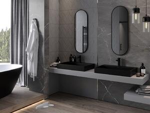 Mexen Loft, oválné koupelnové zrcadlo 100 x 35 cm, barva rámu černá matná, 9851-100-035-000-70