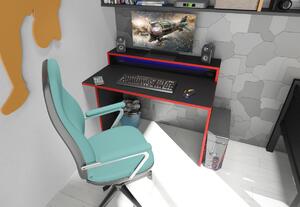 Počítačový herní stůl KADET + LED, 100x86x50, černá