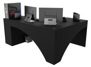 Počítačový rohový stůl CARBON + LED, 185x74x135, černá, levá