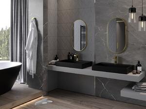 Mexen Loft, oválné koupelnové zrcadlo 75 x 40 cm, barva rámu zlatá lesklá, 9851-075-040-000-50