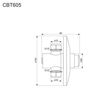 Mereo, Sprchový podomítkový ventil 1/2"x1/2", CBT605