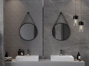 Mexen String, kulaté koupelnové zrcadlo na pásku 50 cm, barva rámu černá matná, 9854-050-050-000-70
