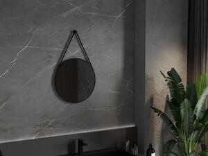 Mexen String, kulaté koupelnové zrcadlo na pásku 50 cm, barva rámu černá matná, 9854-050-050-000-70