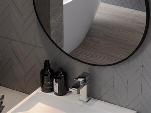 Mexen String, kulaté koupelnové zrcadlo na pásku 70 cm, barva rámu černá matná, 9854-070-070-000-70