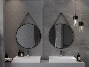 Mexen String, kulaté koupelnové zrcadlo na pásku 70 cm, barva rámu černá matná, 9854-070-070-000-70