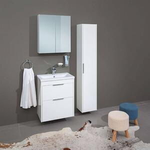 Mereo, Vigo, koupelnová skříňka vysoká 170 cm, levé nebo pravé otevírání, bílá, dub, CN331