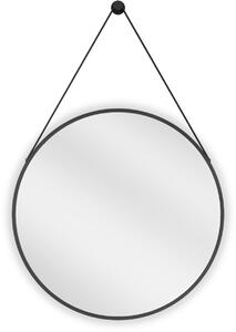 Mexen String, kulaté koupelnové zrcadlo na pásku 60 cm, barva rámu černá matná, 9854-060-060-000-70