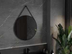 Mexen String, kulaté koupelnové zrcadlo na pásku 80 cm, barva rámu černá matná, 9854-080-080-000-70