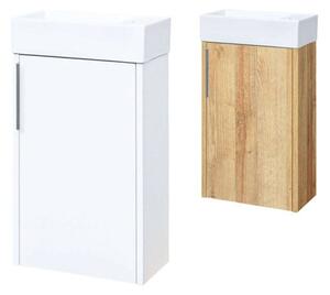 Mereo, Vigo, koupelnová skříňka s keramickým umývátkem, 41 cm, bílá, dub, CN341