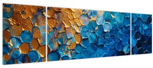 Obraz - Modrozlatá malba (170x50 cm)