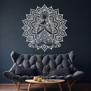 Dřevěná mandala jóga žena – 3D obraz na zeď do obývacího pokoje | SENTOP PR0511