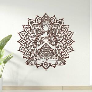 Dřevěná mandala jóga žena – 3D obraz na zeď do obývacího pokoje | SENTOP PR0511