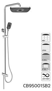 Mereo, Sprchový set s tyčí hranatý, bílá hlavová sprcha a třípolohová ruční sprchaí, bílý plast/chrom, CB95001SW2