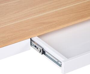 Elektricky nastavitelný psací stůl s USB portem 120 x 60 cm světlé dřevo/bílý KENLY