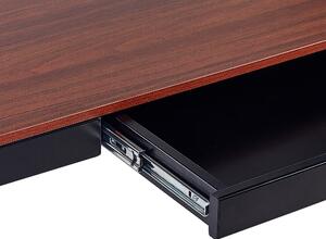 Elektrický nastavitelný psací stůl 120 x 60 cm s USB portem tmavé dřevo/černý KENLY