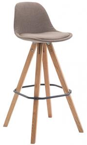 Barová židle Franklin látkový potah, podnož hranatá přírodní (buk), taupe