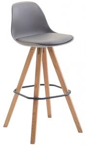 Barová židle Franklin syntetická kůže, podnož hranatá přírodní (buk), šedá