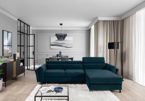 Elegantní rozkládací sedací souprava ASTRAEA - modrá, pravý roh