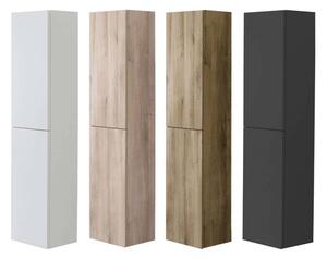 Mereo, Aira, koupelnová skříňka 157 cm vysoká, levé otevírání, bílá, dub, šedá, CN724PN