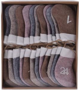 Adventní kalendář girlanda Vánoční ponožky, 220 cm, růžová