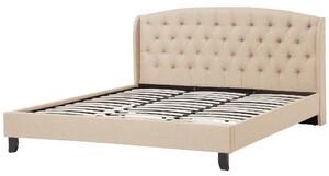 Čalouněná béžová postel 180 x 200 cm BORDEAUX