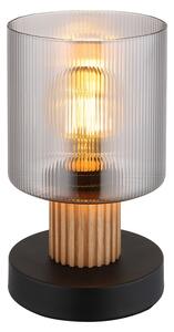 Stolní lampa ALEIDIS černá/přírodní/kouřové sklo