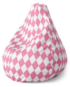 Sablio Sedací vak Pear Růžovobílé kosočtverce - 70 x 70 x 95 cm
