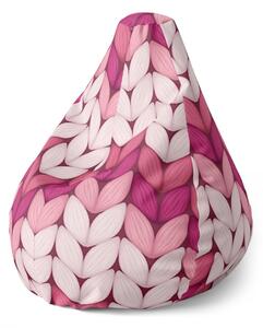 Sablio Sedací vak Pear Tříbarevné růžové pletení - 70 x 70 x 95 cm