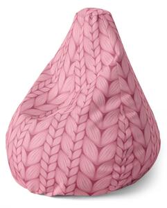 Sablio Sedací vak Pear Růžové pletení - 70 x 70 x 95 cm
