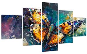 Obraz - Motýl, olejomalba (125x70 cm)