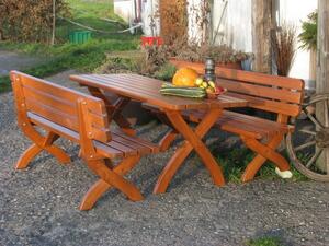 Dřevěný zahradní set STRONG 1, stůl masiv 160cm + 2x lavice