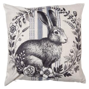 Povlak na polštář s pruhem a černobílým zajícem polyester – 45x45 cm