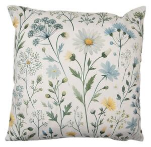 Povlak na polštář s modro-žlutým motivem lučních květin polyester – 45x45 cm