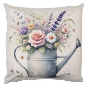 Povlak na polštář jarní konvička s květinami polyester – 45x45 cm